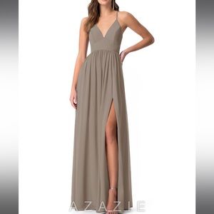 Taupe Azazie Aaida Bridesmaid Dress